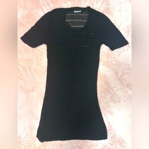 Side by Side | SM Elegant Black Knit Midi Dress | Mesh Coverup